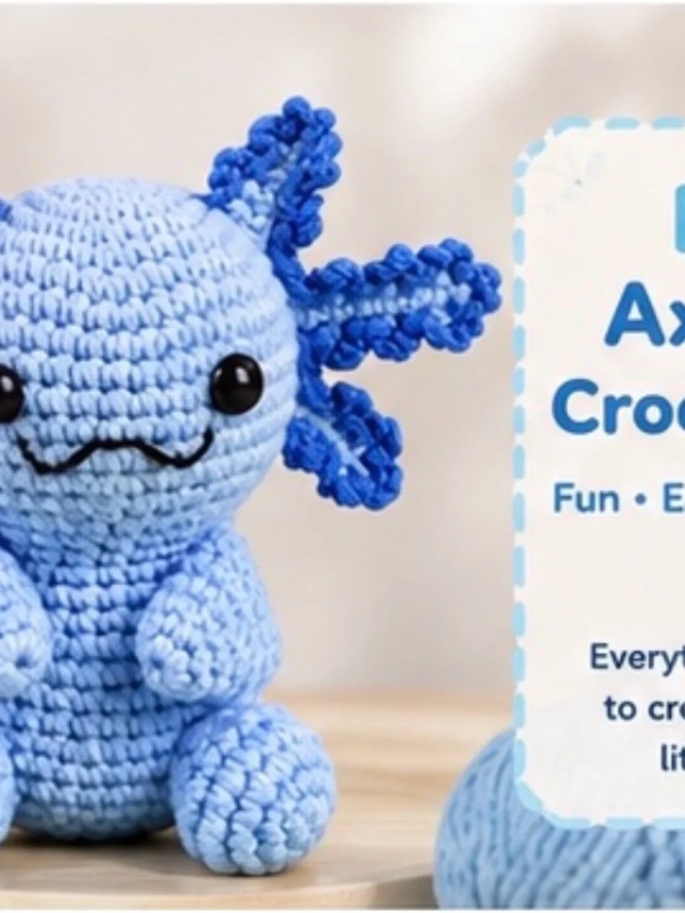 Blue Axolotl Crochet Kit - Cute Plush Toy